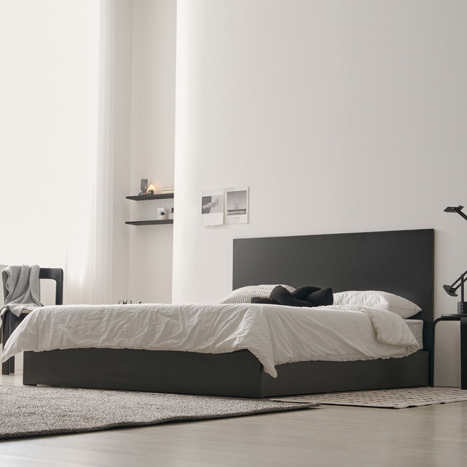 웰퍼니쳐 베이든 헤드형 침대 프레임 + 이즈코어 엔드리스 매트리스 세트 방문설치, 블랙(프레임), 그레이(매트리스)