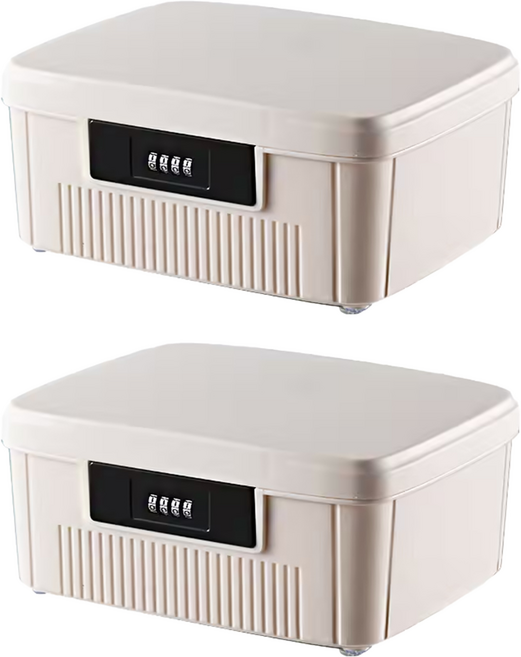 FAmILyLIFE 生活 珍藏加厚4碼密碼收納箱 4L, 白色, 2個