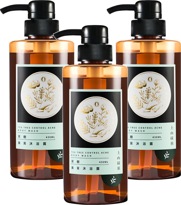 tsaio 上山採藥 美背沐浴露 茶樹, 430ml, 3瓶
