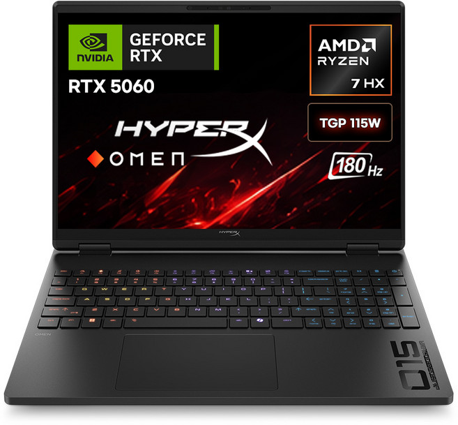 하이퍼엑스 OMEN 2026 하이퍼엑스 오멘 15 라이젠7 라이젠 8000 시리즈 지포스 RTX 5060, 쉐도우 블랙, 15-gb0140AX, 512GB, 16GB, Free DOS