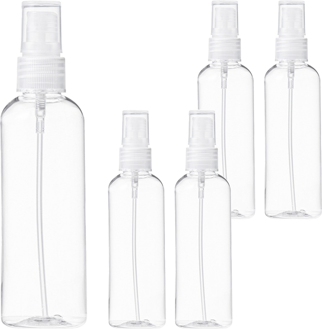 comet 噴霧分裝瓶 100ml 附標籤貼紙, 透明色, 5件