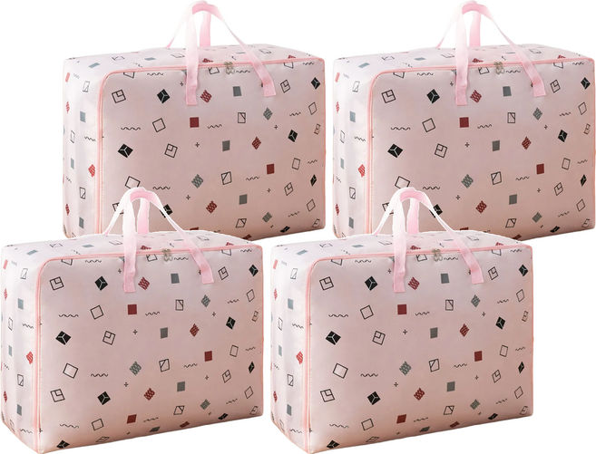 牛津布收納袋, 粉方塊, 4個
