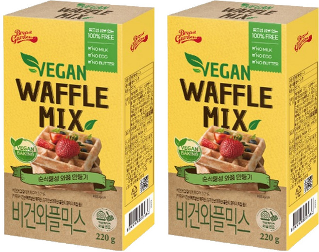브레드가든 비건 와플믹스 홈베이킹, 220g, 2개