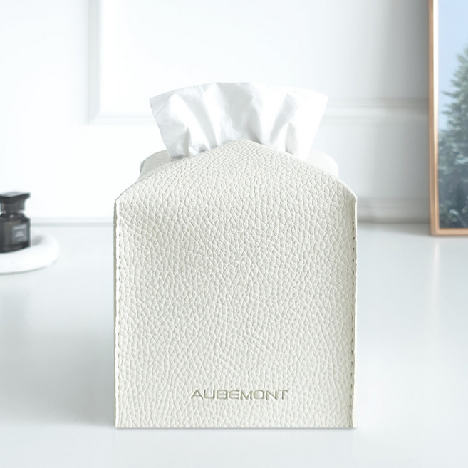 허니잼 미니 사각 가죽 각티슈커버, 크림아이보리