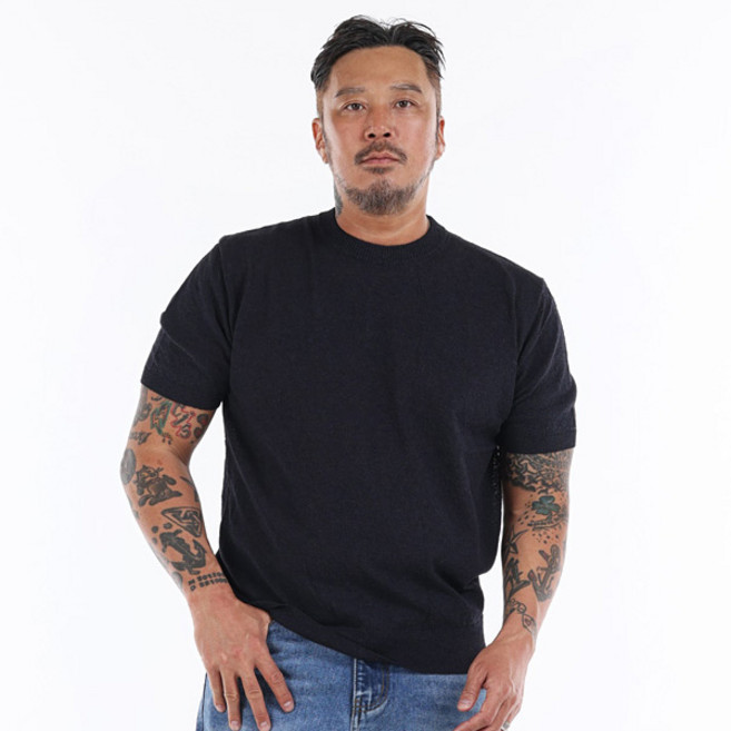 BIGEASY 男款寬鬆版型涼感圓領短袖針織衫