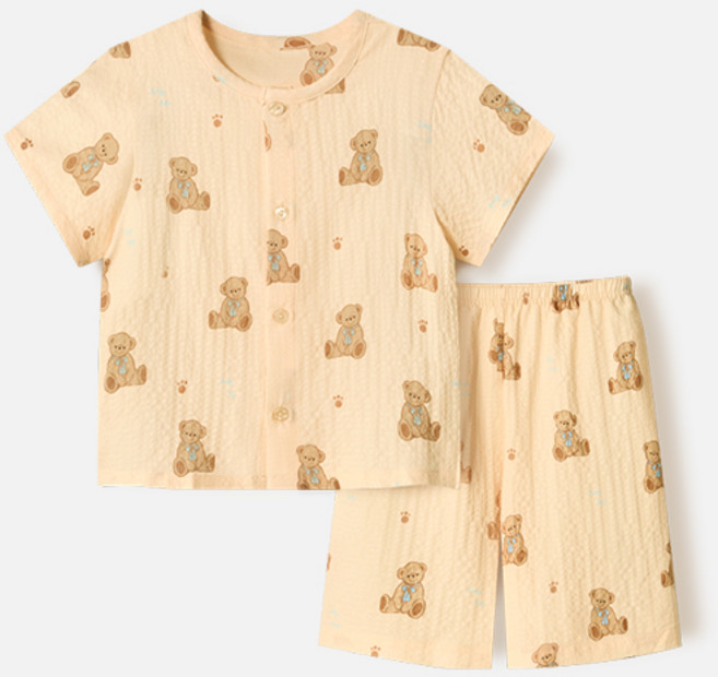 유니프랜드 아동용 냉감 통기성 러브베어 요루지 5부 잠옷 상하 세트