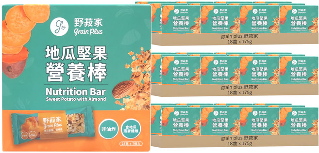 grain plus 野菽家 營養棒 地瓜堅果 7條, 175g, 54盒