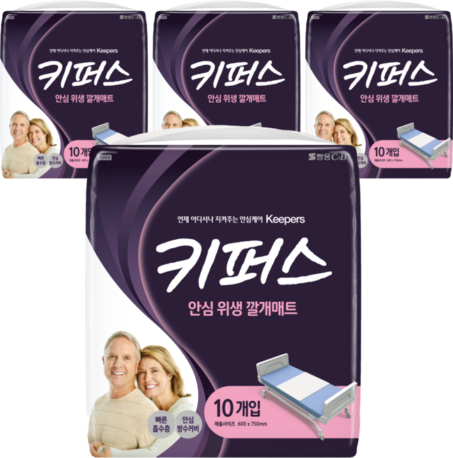 키퍼스 안심 위생 깔개 매트, 10개입, 4개, 프리 사이즈