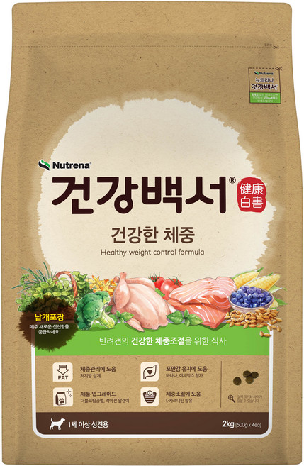 뉴트리나건강백서 강아지 기능성 사료, 다이어트(체중유지), 2kg, 1개