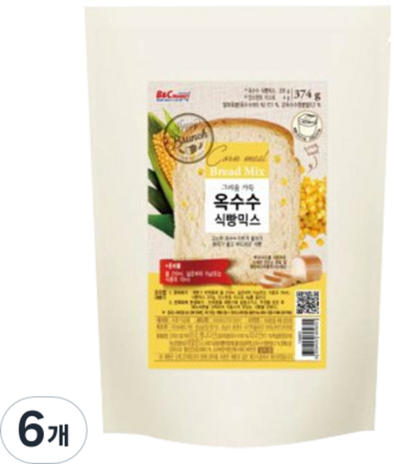 브레드가든 그리움 가득 옥수수 식빵믹스, 374g, 6개