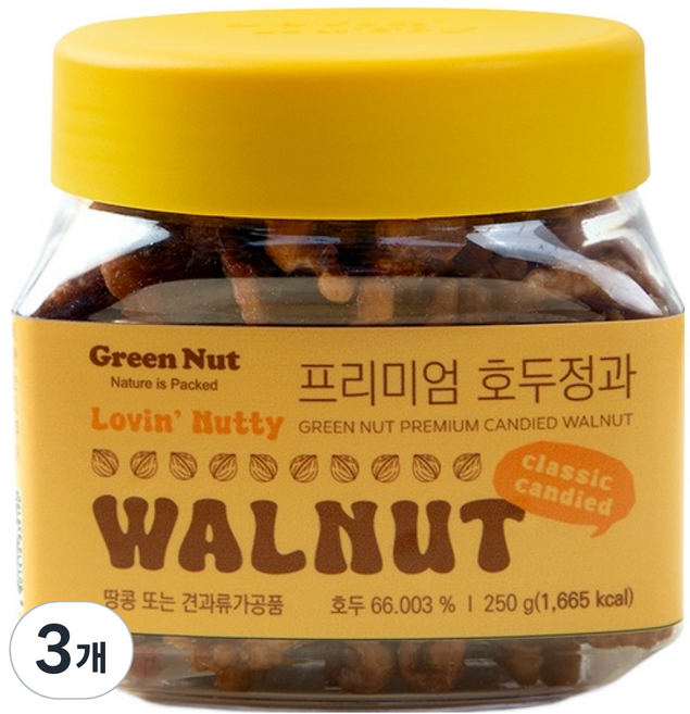 그린너트 프리미엄 호두정과, 250g, 3개