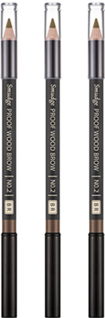 미샤 스머지프루프 우드 아이브로우 펜슬, 브라운, 3개
