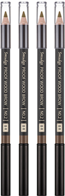 미샤 스머지프루프 우드 아이브로우 펜슬, 브라운, 4개