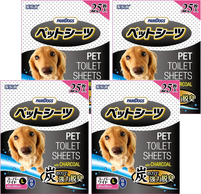 PAMDOGS 幫狗適 寵物竹炭尿布 厚型, 4個, 25片