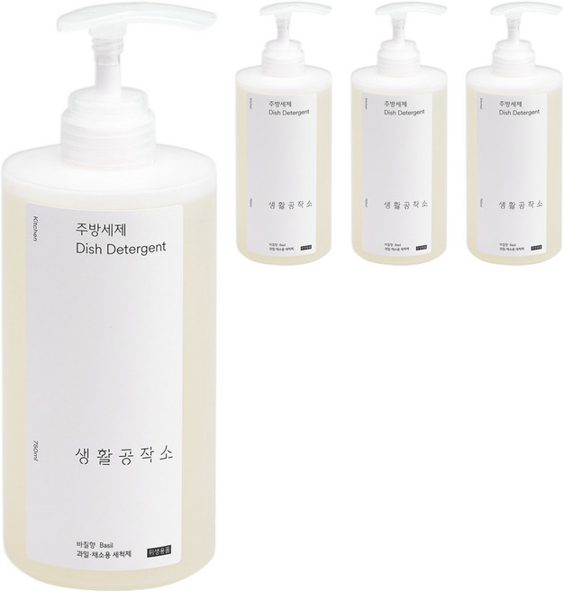 생활공작소 바질향 주방세제, 750ml, 4개