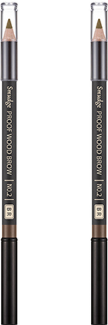 미샤 스머지프루프 우드 아이브로우 펜슬, 브라운, 2개