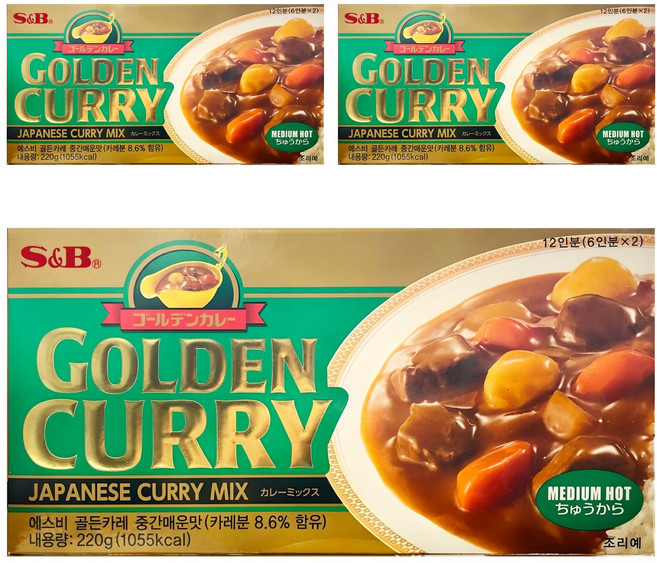 에스앤비골든 카레 중간 매운맛, 220g, 3개