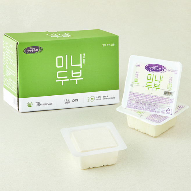 생명물두부 하루한끼 미니두부, 120g, 6개