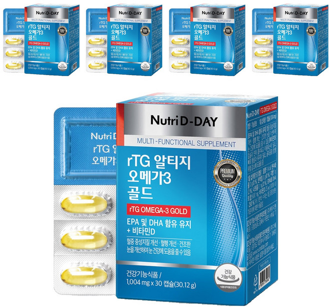 뉴트리디데이 rTG 알티지 오메가3 골드, 30정, 5개