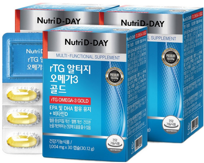 뉴트리디데이 rTG 알티지 오메가3 골드, 30정, 3개