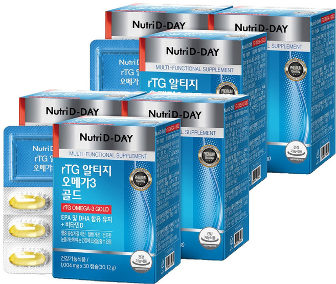 뉴트리디데이 rTG 알티지 오메가3 골드, 30정, 6개