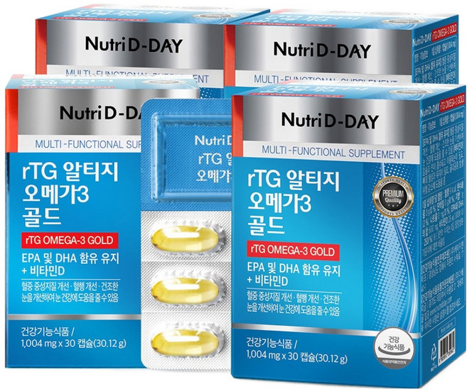 뉴트리디데이 알티지 오메가3 골드, 30정, 4개