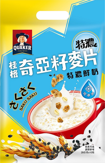 QUAKER 桂格 特濃鮮奶奇亞籽麥片 10包, 280g, 1袋