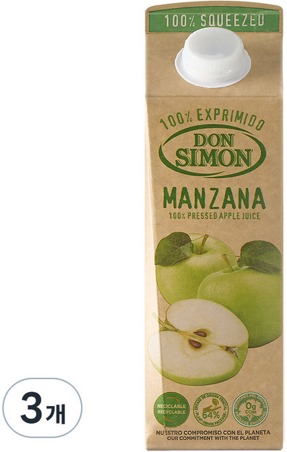 돈시몬 착즙 사과 주스, 1L, 3개