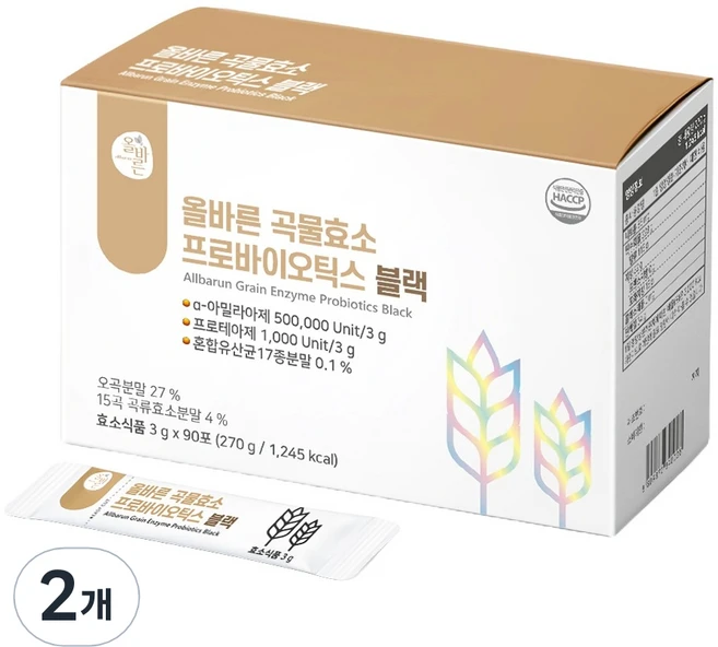 올바른건강식품 곡물효소 프로바이오틱스 블랙, 270g, 2개 - 쿠팡