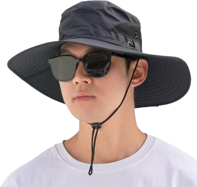 비안 자외선 차단 기능성 등산모자, 블랙, 1개