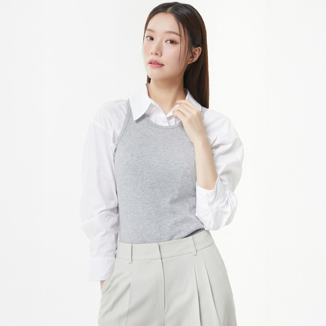 플라스틱아일랜드 여성용 솔리드 민소매 탑 PR7CT361