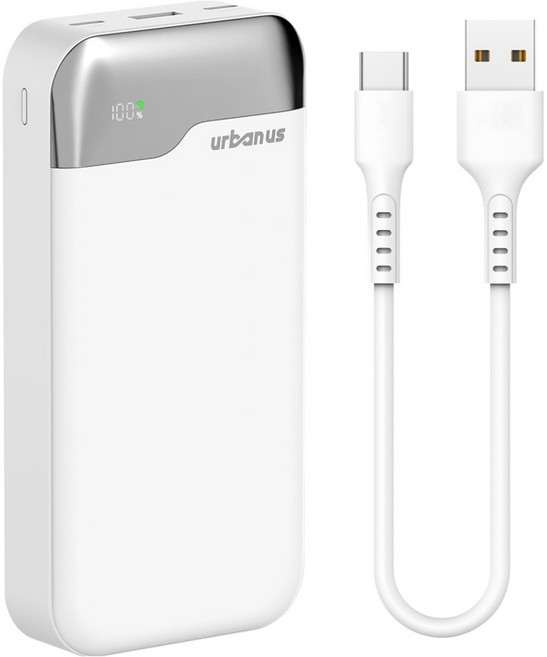 어반어스 PD 27W 초슬림 LCD 보조배터리 30000mAh C타입, 화이트, UB-PA303P23W