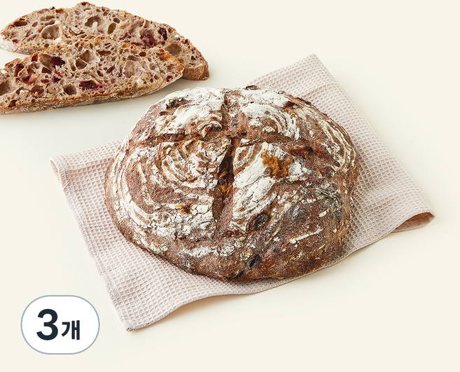 브로드카세 72시간 발효 호밀 후르츠 사워도우 깜빠뉴, 640g, 3개, 1개입