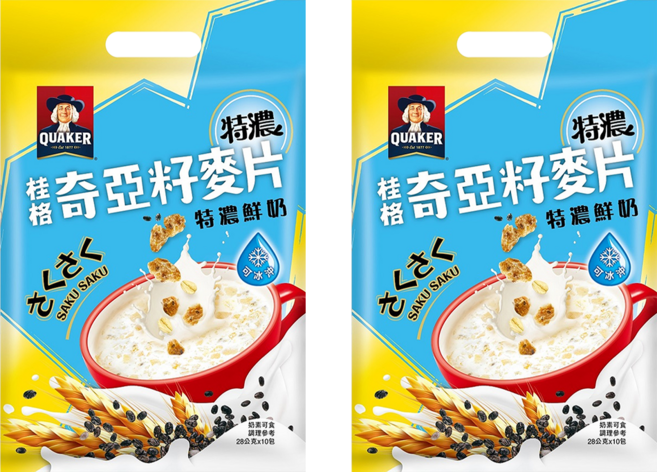 QUAKER 桂格 特濃鮮奶奇亞籽麥片 10包, 280g, 2袋