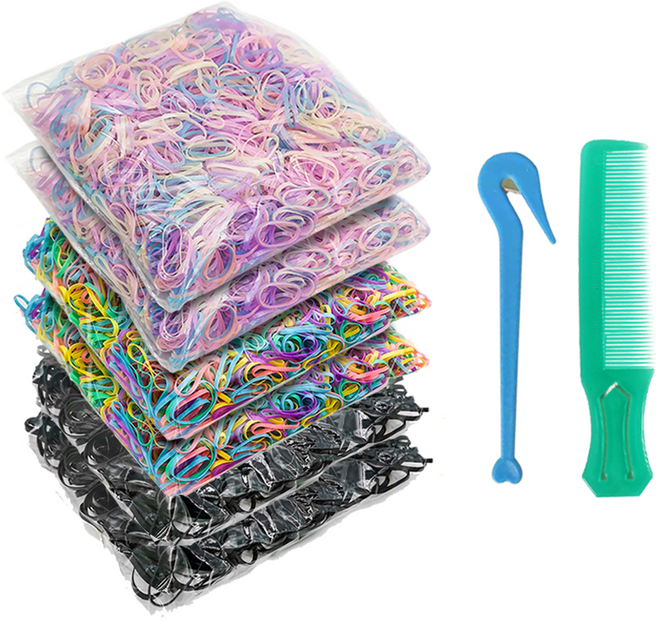 데일리 컬러팝 머리끈 3 000p + 컷팅툴 + 꼬리빗 세트