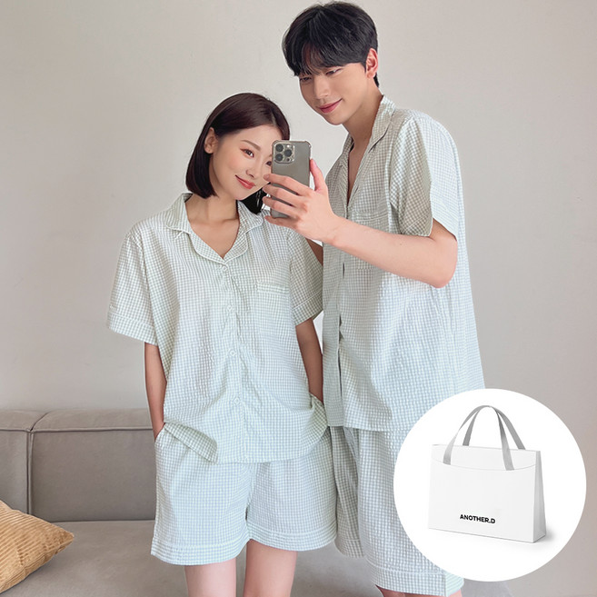 어나더디 커플용 반팔 시원에어 파자마 + 선물패키지 세트