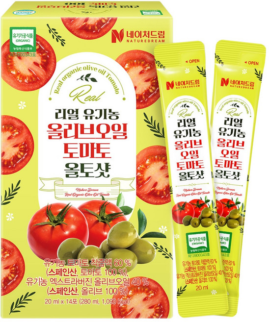 네이처드림 리얼 유기농 올리브오일 토마토 올토샷 14p, 280ml, 1개
