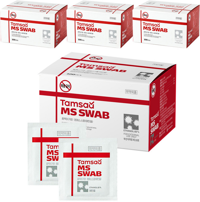 탐사 소독용 알콜 스왑 에탄올, 100개입, 4개