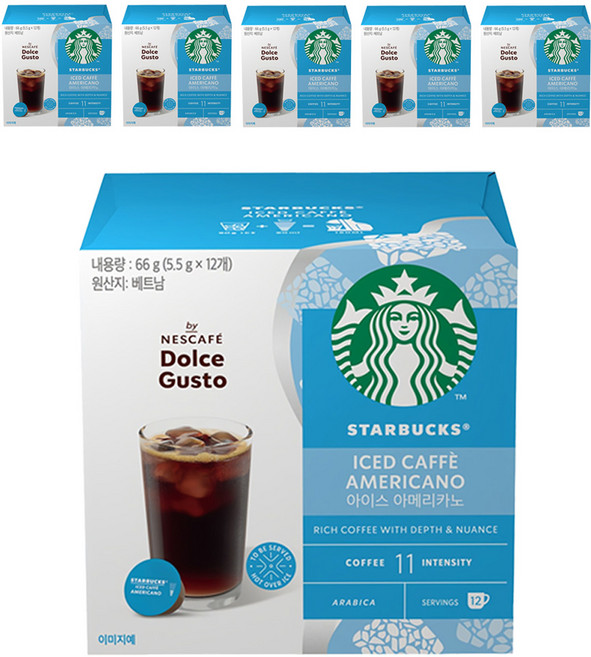 스타벅스 아이스 아메리카노 캡슐커피, 5.5g, 12개입, 6개