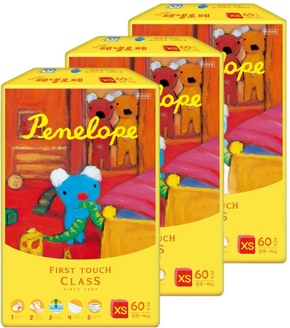 Penelope First Class 黏貼型尿布 男女通用, 新生兒用(NB), 180張