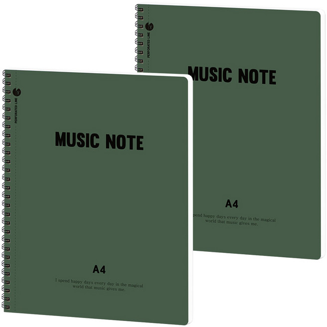 뭉구 뜯어쓰는 A4 절취선 음악노트, 그린, 2개