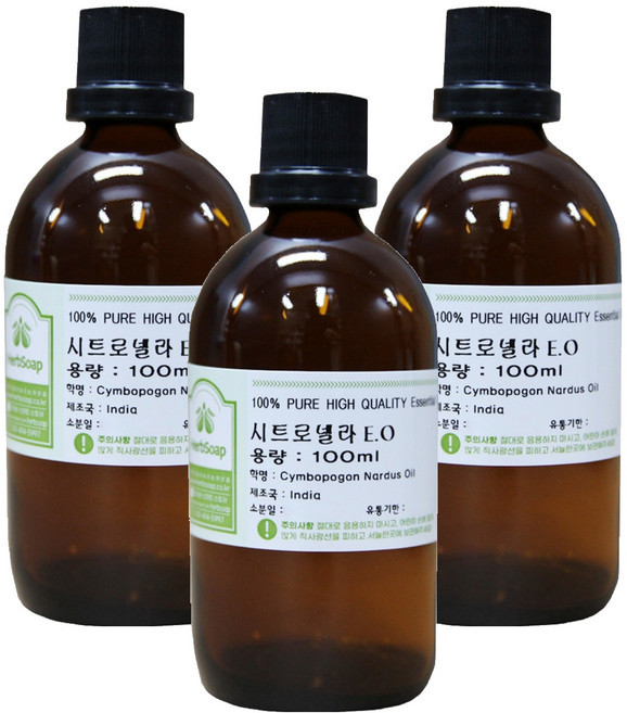 허브솝 시트로넬라 에센셜 오일, 3개, 100ml