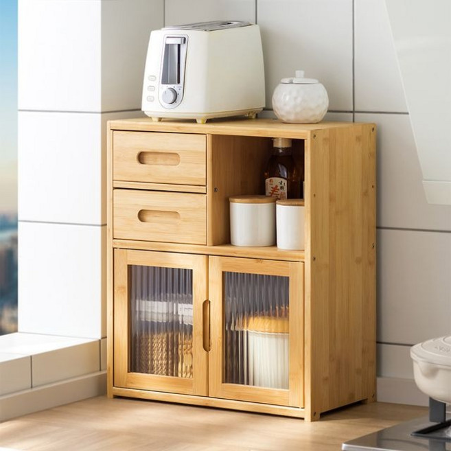 HAPPY LiFE 檯面收納櫃 二門雙抽, 原木色