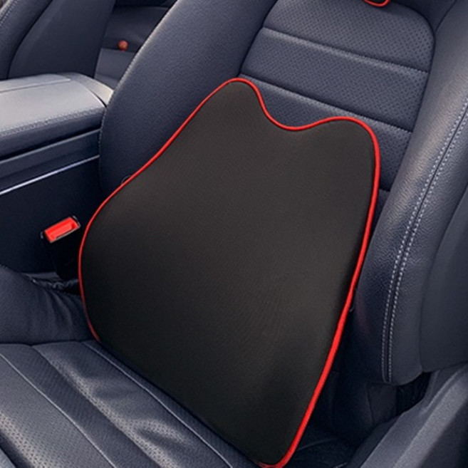 지토스 차량용 허리쿠션 고급형, 블랙 + 레드(테두리), 2개
