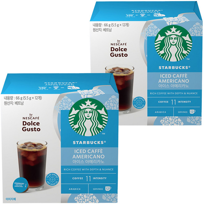 스타벅스 아이스 아메리카노 캡슐커피, 5.5g, 12개입, 2개