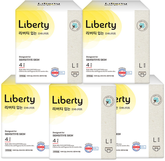 리버티오가네이처 코튼커버 입는 오버나이트, 대형, 4개입, 5개
