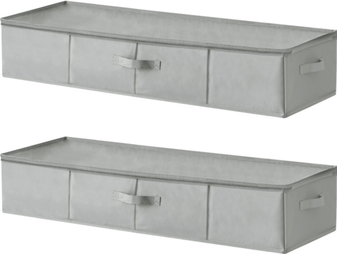 네이쳐리빙 방수 옷정리 언더베드 이불 수납함, 그레이, 2개