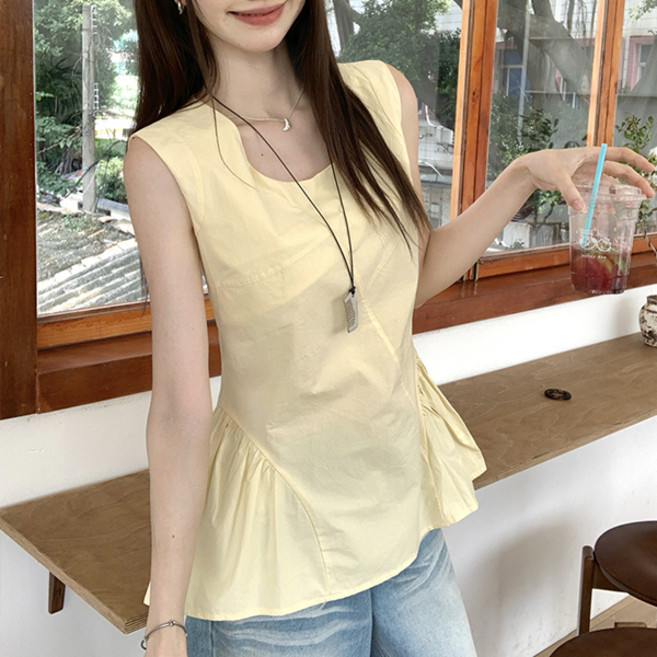 Awesomeful 女款 Nainiti 抓皺荷葉邊圓領上衣 A26SMBL030914