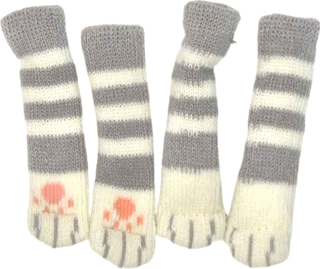 西格傢飾 療癒貓爪桌腳套 灰色條紋 8入, 8盒