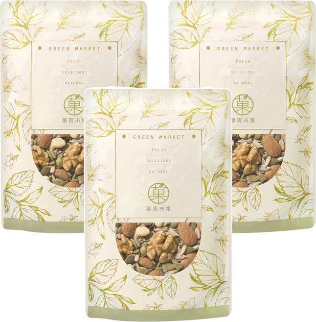 GreenMarket 菓青市集 元氣綜合堅果 低溫烘焙/無調味/原味, 230g, 3包